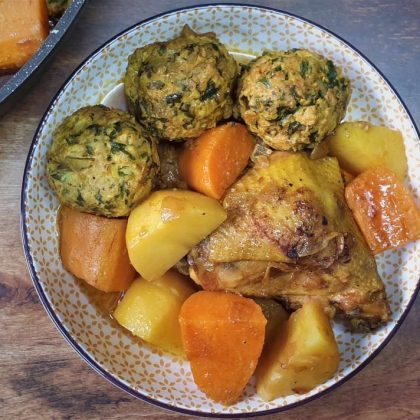עוף כדורי עוף בטטה ותפוחי אדמה